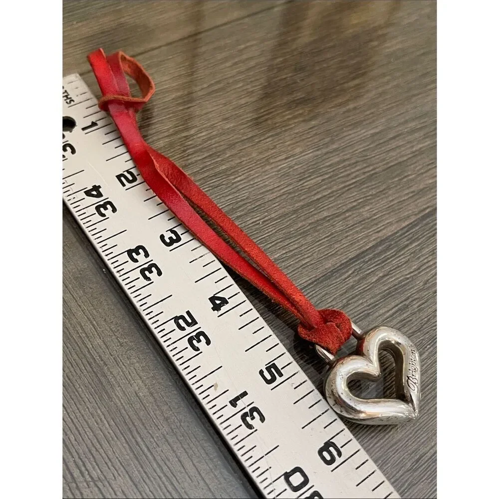 Brighton Replacement Heart Fob Hang Tag Red Leather - Silver-tone Heart